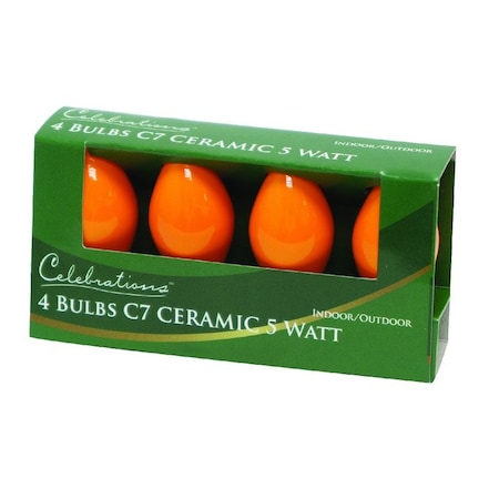 Celebrations Celebrations Incandescent C7 Orange 4 ct Replacement Christmas Light Bulbs 0.08 ft. BU4C7OORA